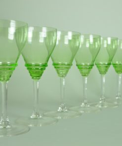 Wijn- of portglazen met ribbel, groen en kleurloos glas - set van 6