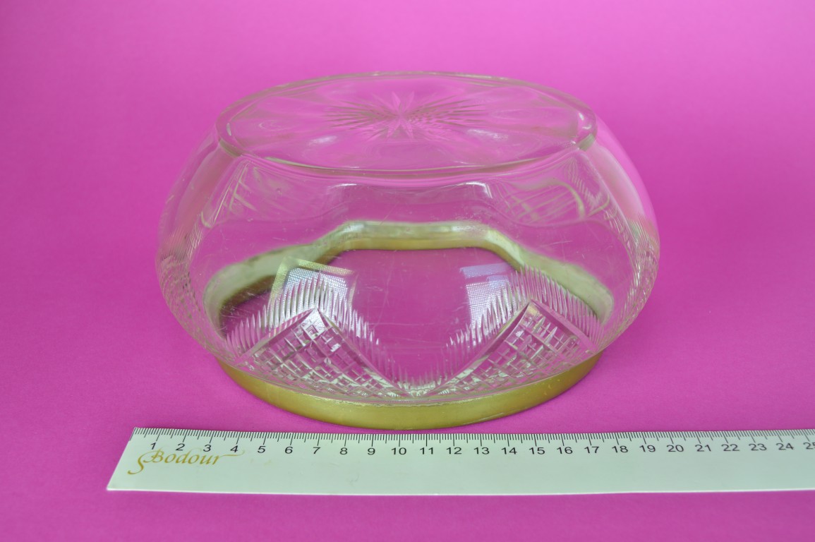 Fruitschaal - glas en koperen rand