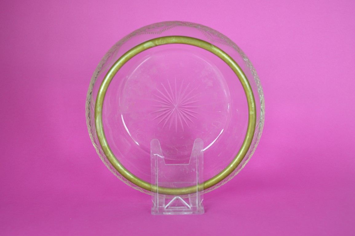 Fruitschaal - glas en koperen rand